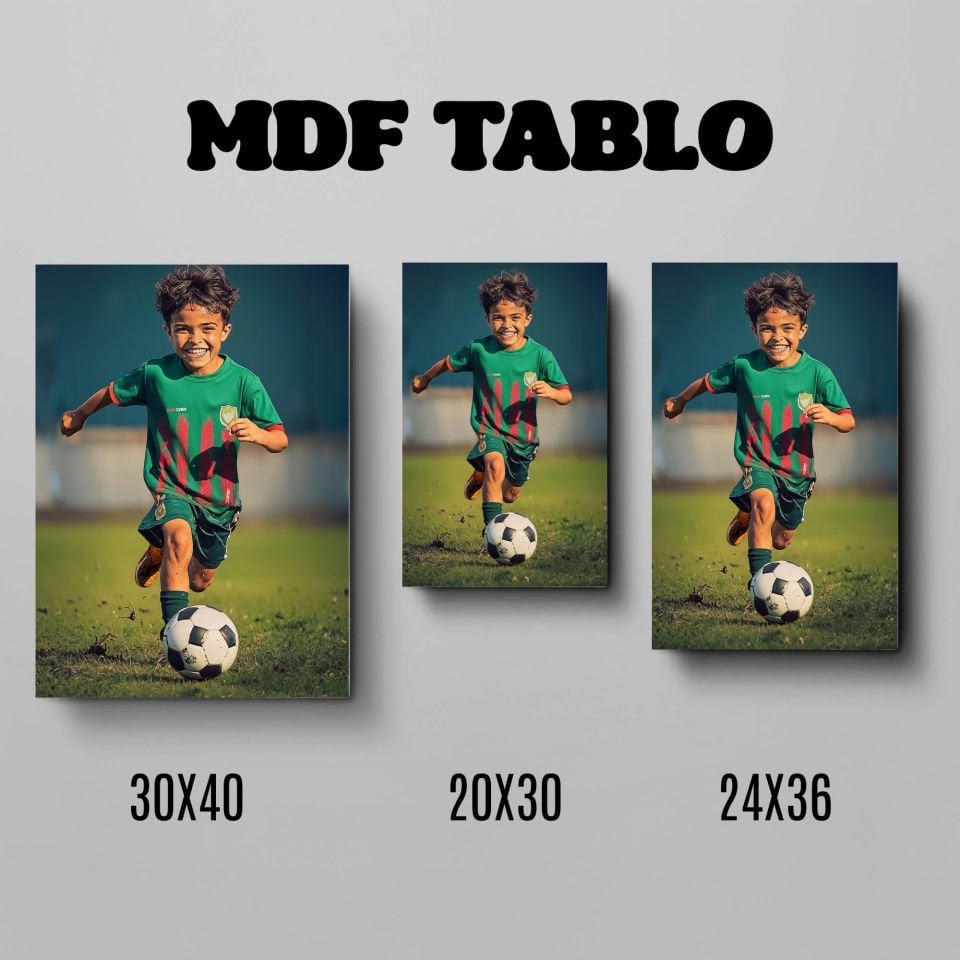 Amedspor Çocuk Resimli Futbol Topu Tasarımlı Duvar Dekoratif Mdf Ahşap Retro Poster Tablo