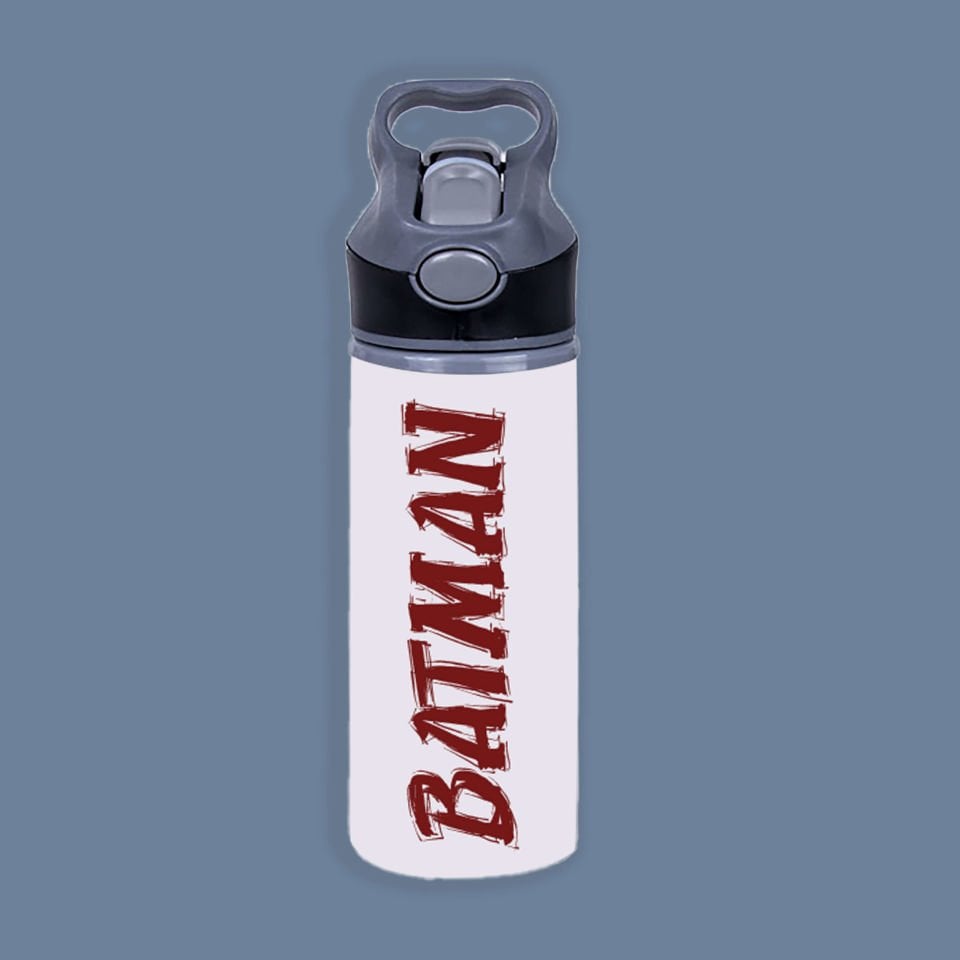 Batman Yazılı Pipetli Matara - Batman Şehri Tasarımlı Matara