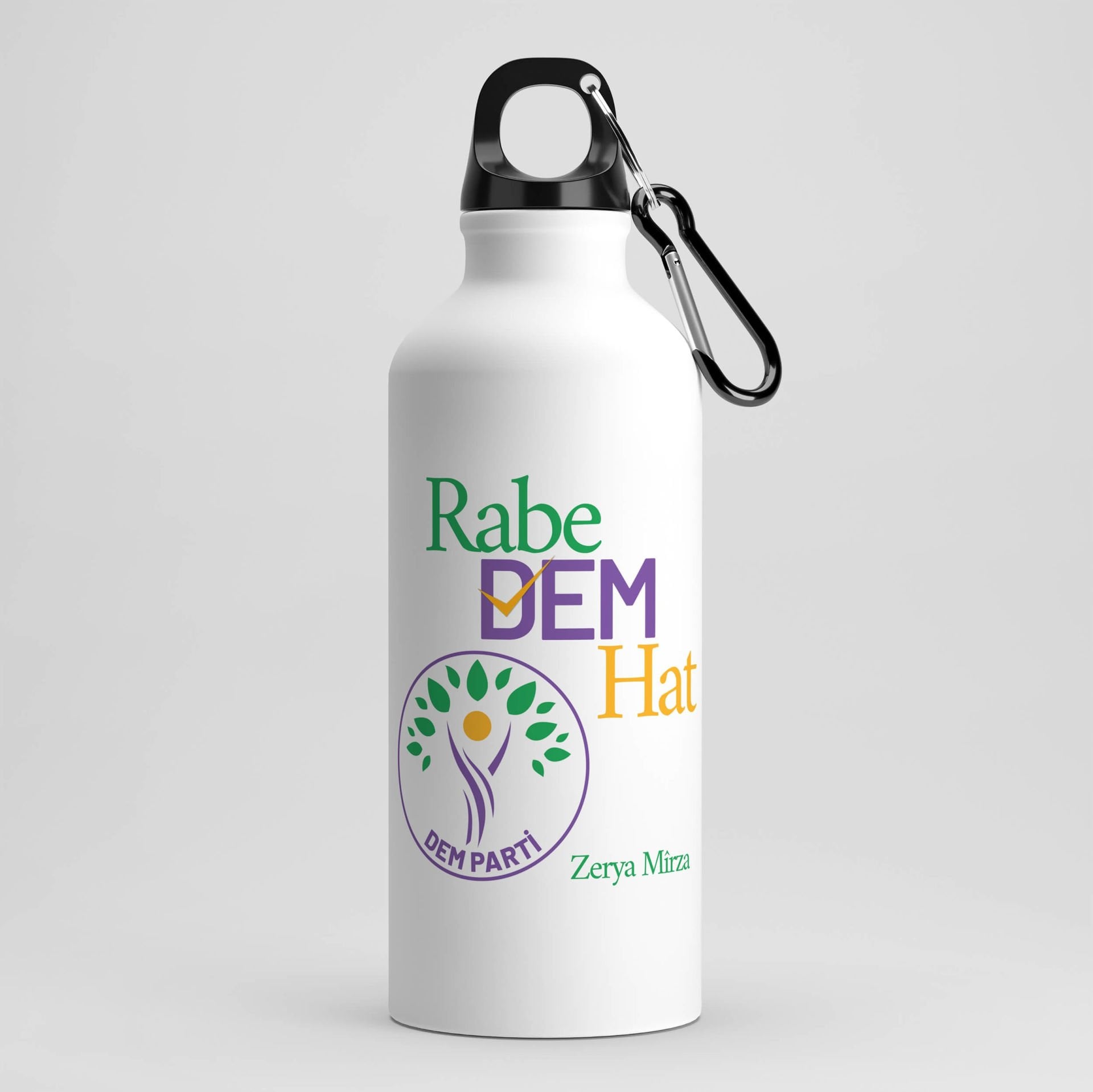 İsme Özel Rabe Dem Hat Tasarımlı Kancalı Matara - Dem Parti Tasarımlı Matara