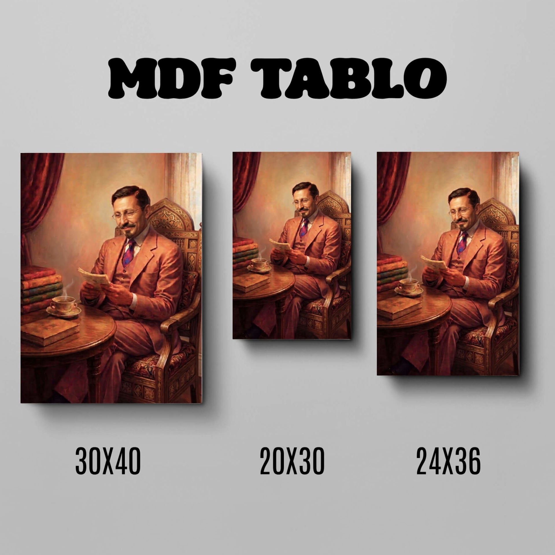 Tabloya Celadet Ali Bedirxan Tasarımlı Duvar Dekoratif Mdf Ahşap Retro Poster Tablo