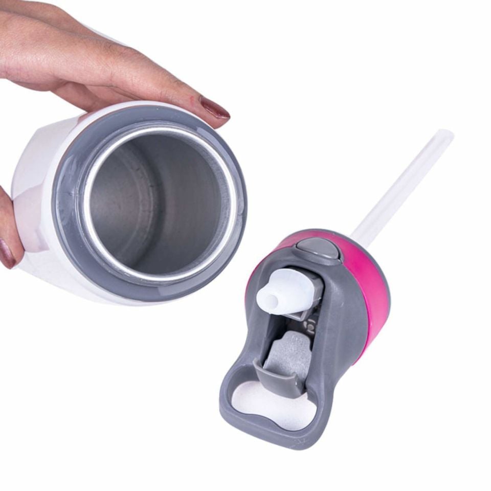 İsme Özel Çiçek Tasarımlı Pipetli Matara - İsminize Özel Matara