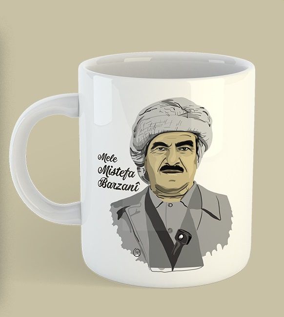 Mele Mistefa Barzanî Tasarımlı Porselen Kupa Bardak - Mustafa Barzani Kupası