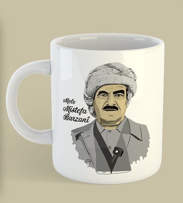 Mele Mistefa Barzanî Tasarımlı Porselen Kupa Bardak - Mustafa Barzani Kupası