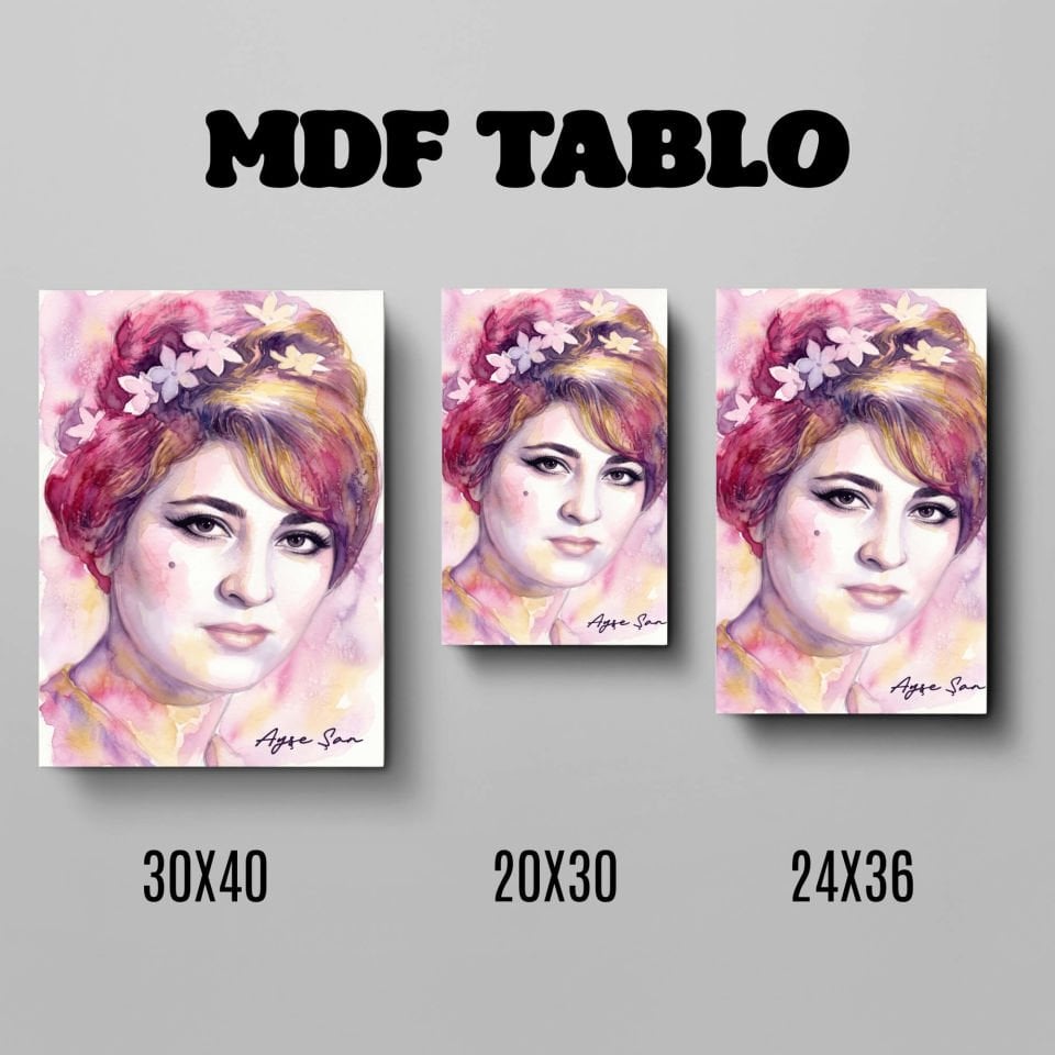 Tabloya Ayşe Şan Tasarımlı Duvar Dekoratif Mdf Ahşap Retro Poster Tablo