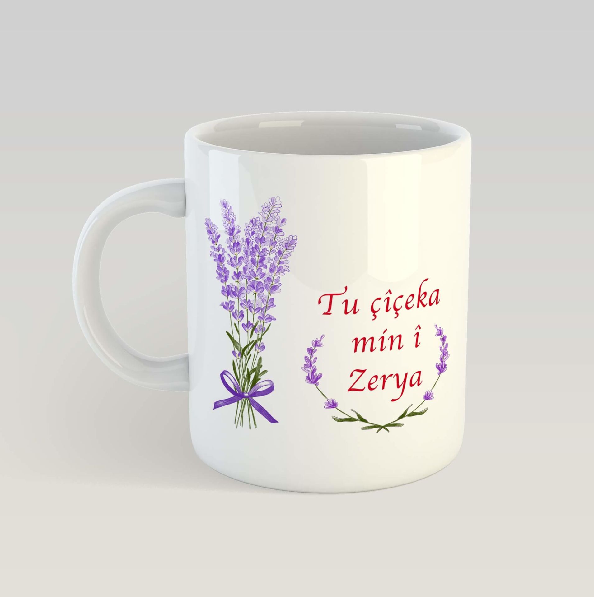 İsme Özel Kürtçe Sevgiliye Özel Porselen Kupa - Tu Çîçeka min î Kupa Bardak