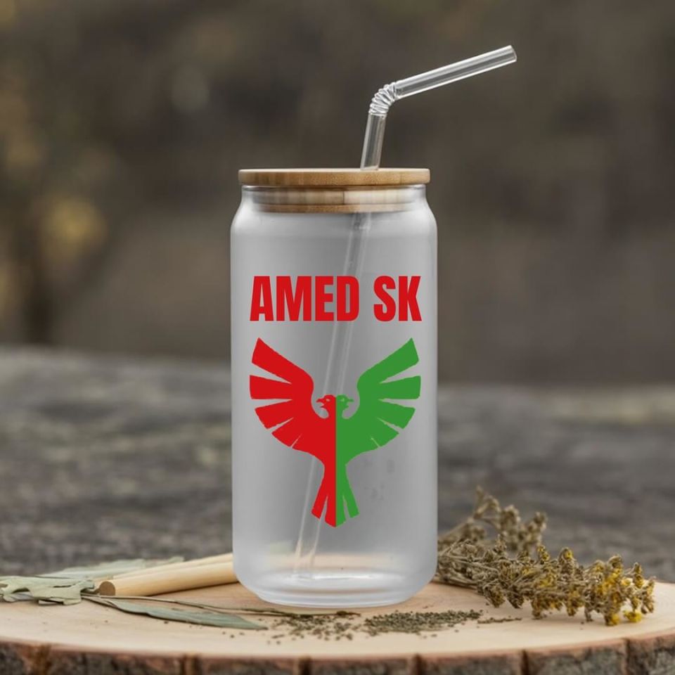 Amedspor Tasarımlı Pipetli Su Süt Meyve Suyu Cam Suluk -  Amed Spor Cam Suluk (600 ml)