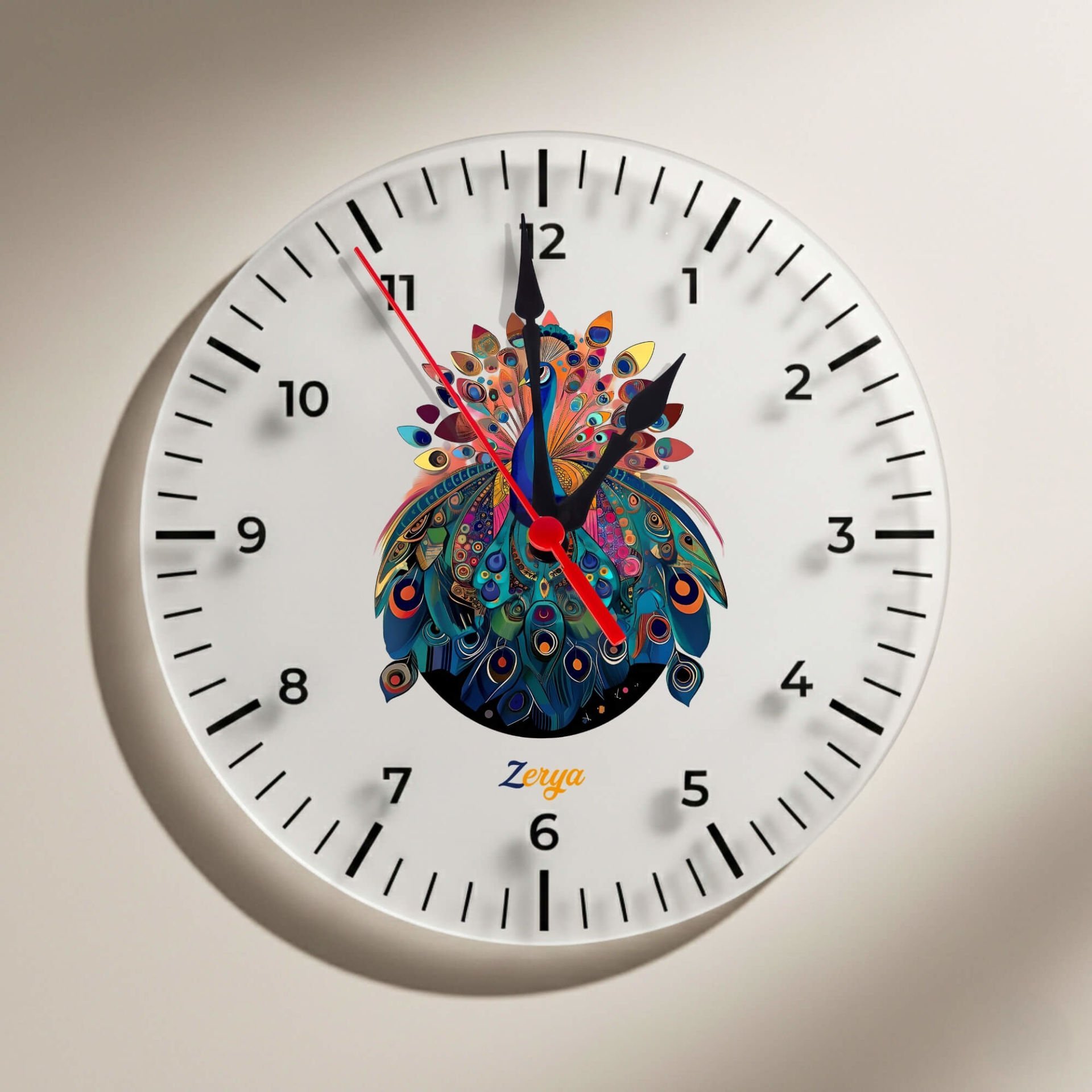 Melekê Tawis Motifli Duvar Saati - Tavus Kuşlu Saat