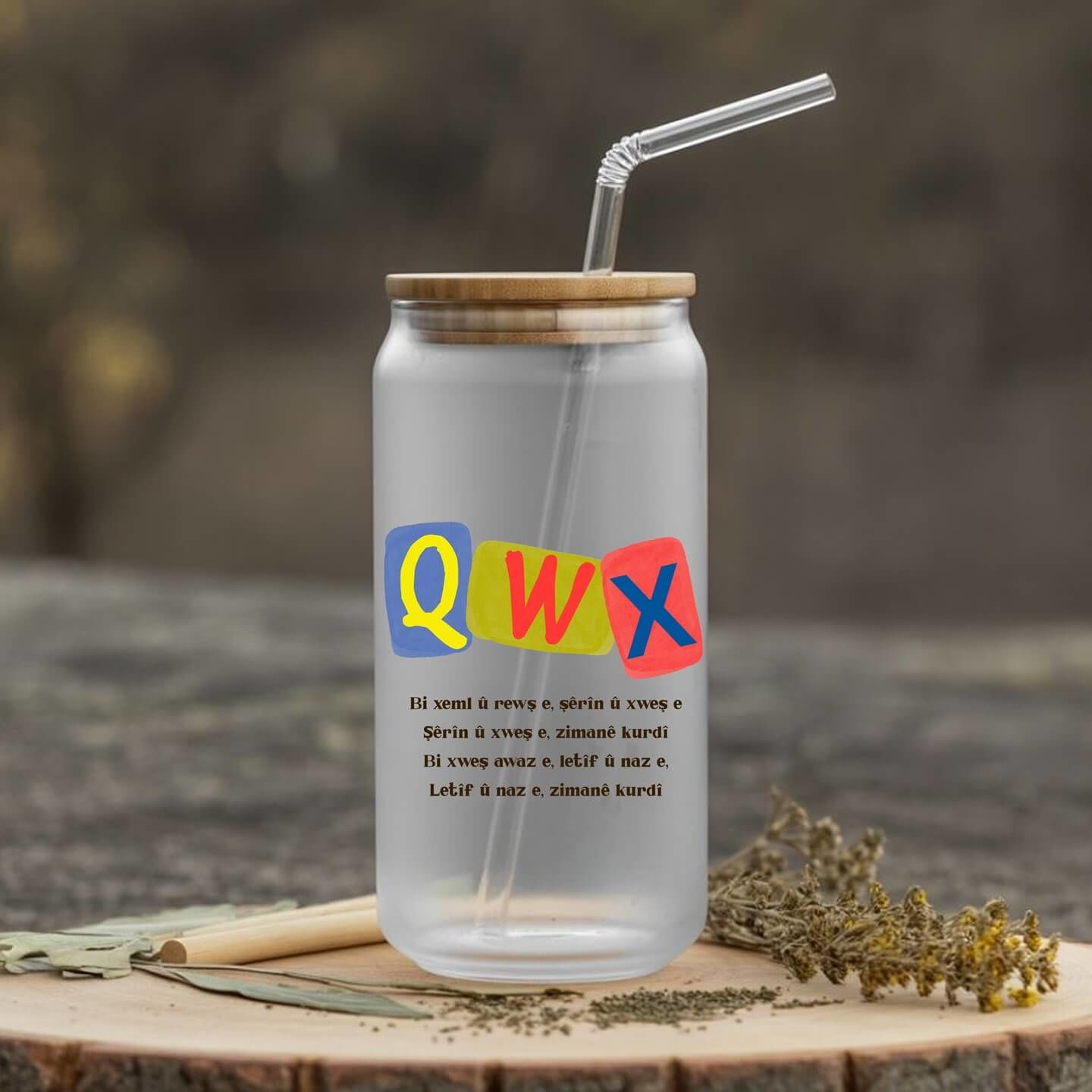 Zimanê Kurdi Pipetli Su Süt Meyve Suyu Cam Suluk - XQW Cam Suluk (600 ml)