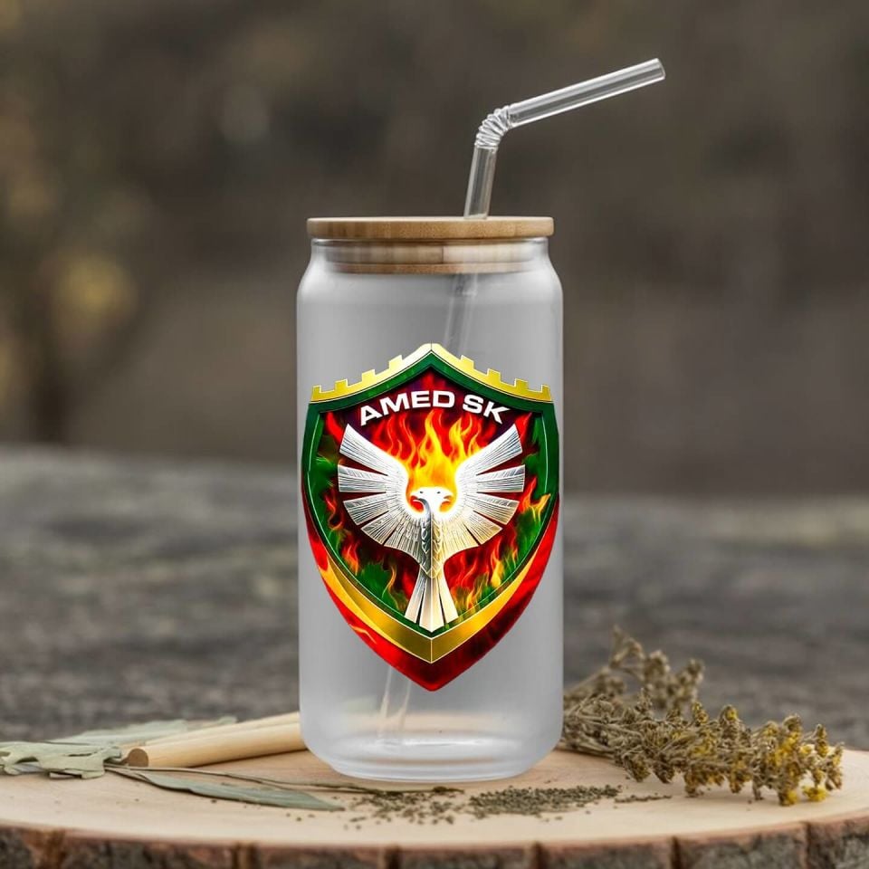 Amedspor Tasarımlı Pipetli Su Süt Meyve Suyu Cam Suluk - Amed Spor Cam Suluk (600 ml)