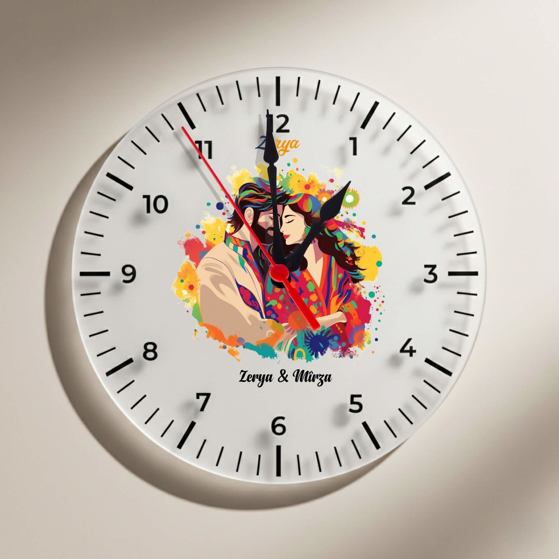 Sevgililere ve İsme Özel Mem û Zîn Tasarımlı İsme Özel Duvar Saati