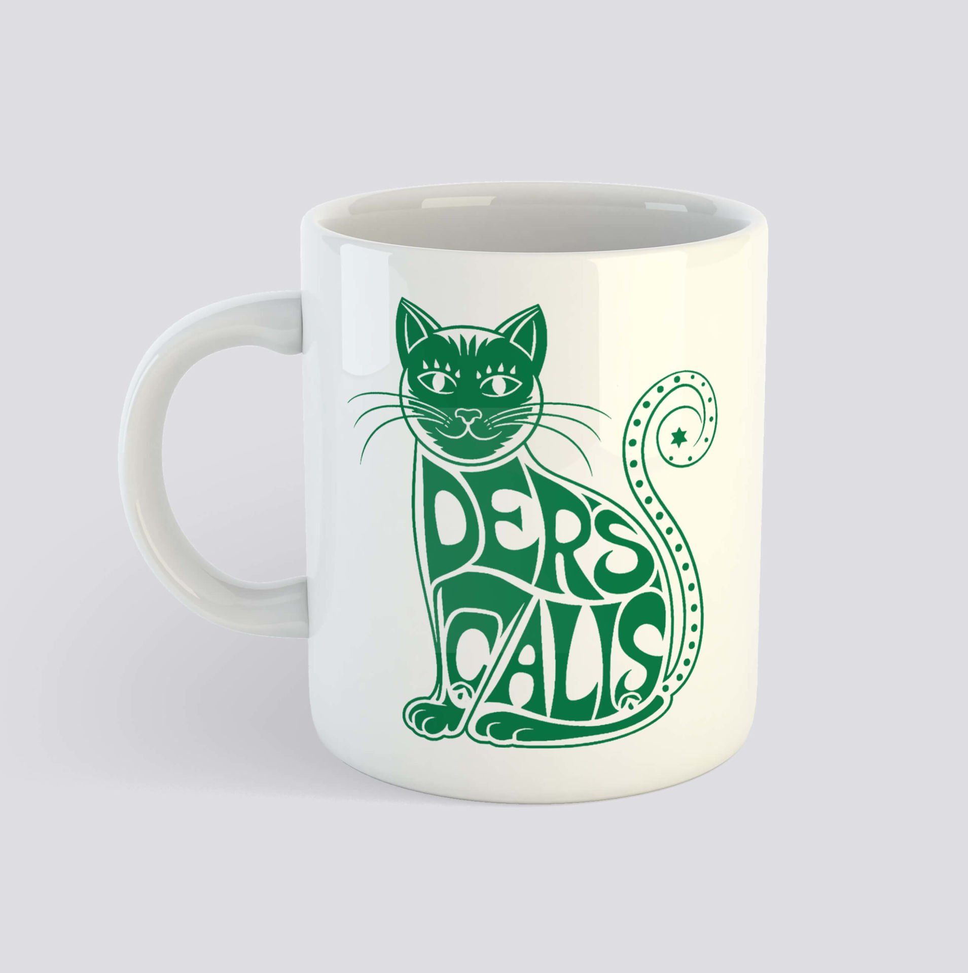 Kedi Tasarımlı Porselen Kupa Bardak - Çok Çalış Kedi Kupası