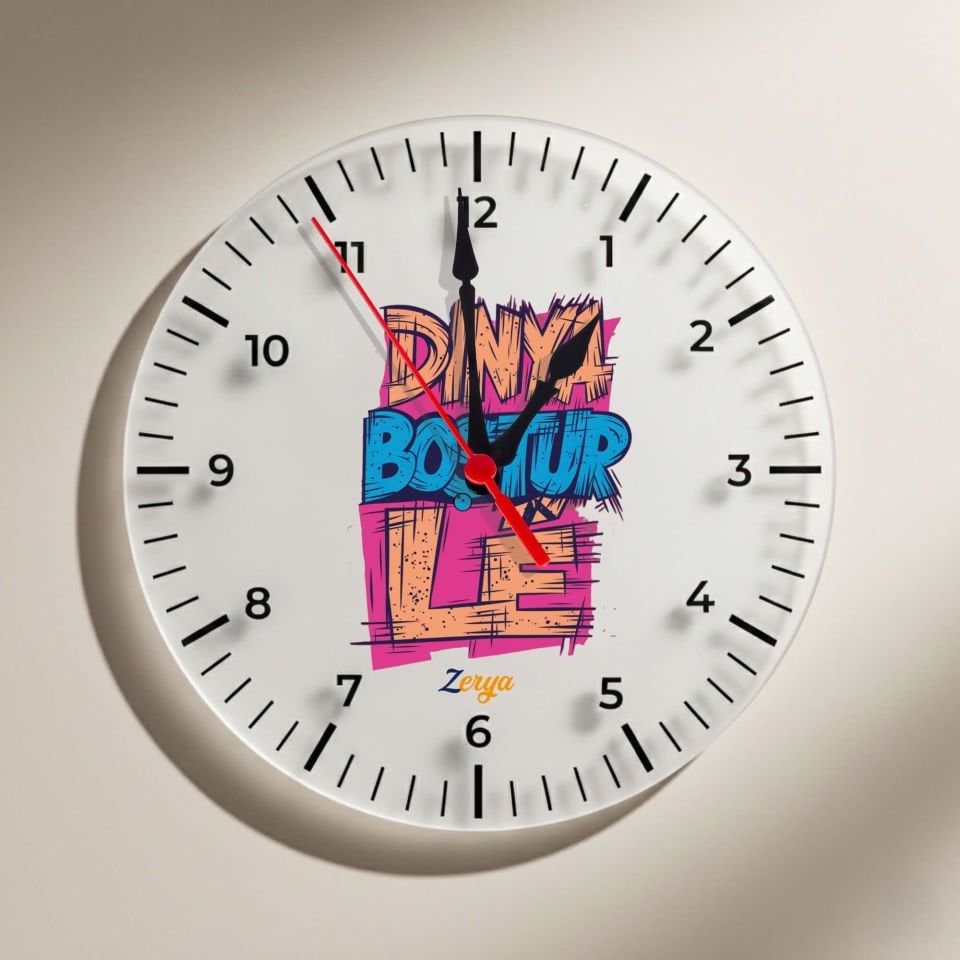 Dinya Boştur Lê Yazılı Duvar Saati