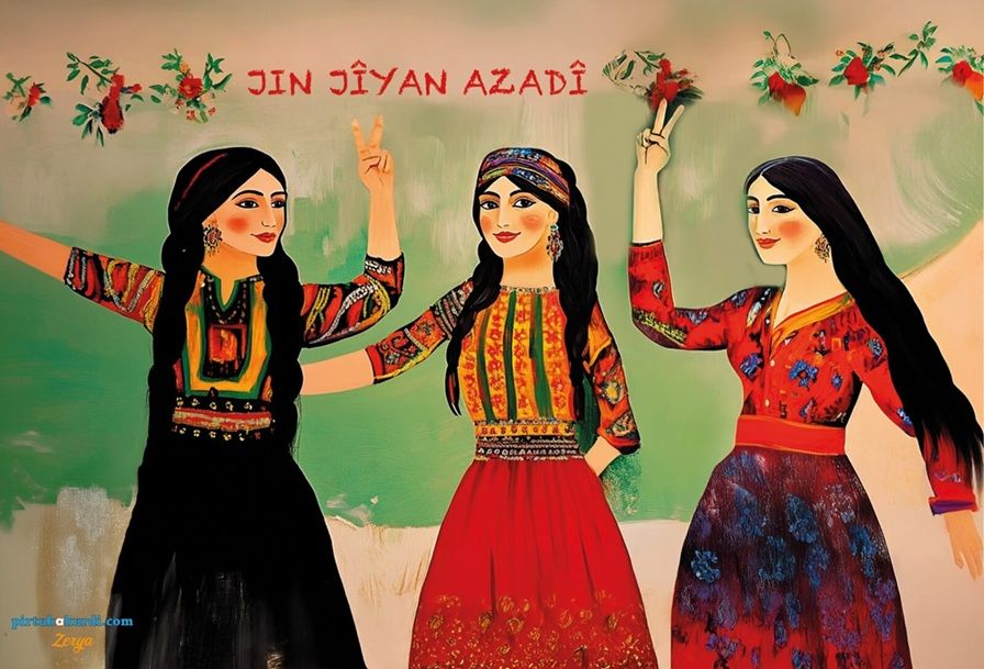 Jin Jiyan Azadi Tasarımlı Kupa Termos ve Poster Seti