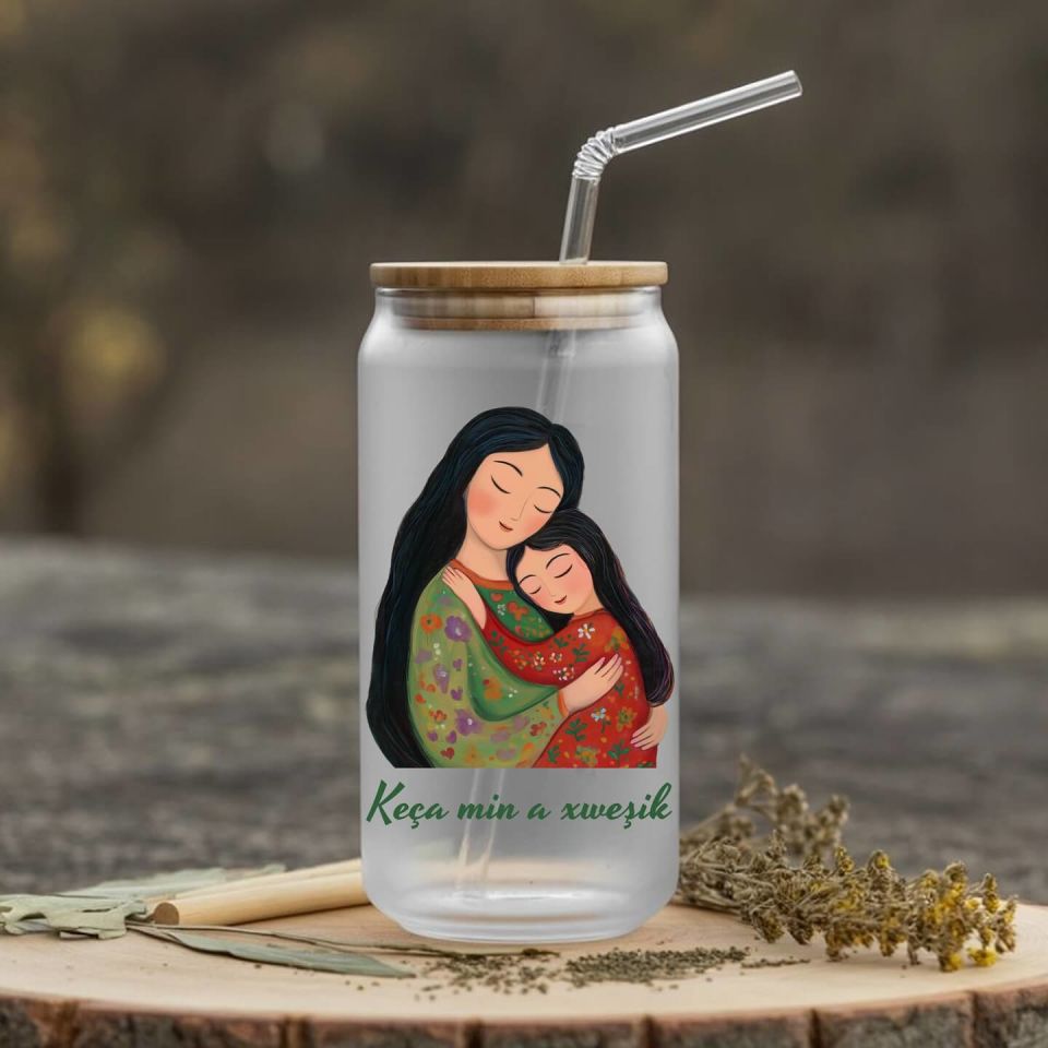 Çocuklar İçin Pipetli Su Süt Meyve Suyu Cam Suluk - Keça Min a Xweşik Suluk (600 ml)