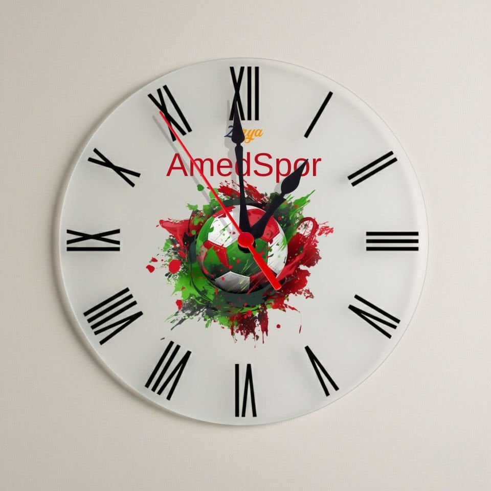 Amedspor Futbol Topu Temalı Roma Rakamlı Duvar Saati - Amed Spor Saati
