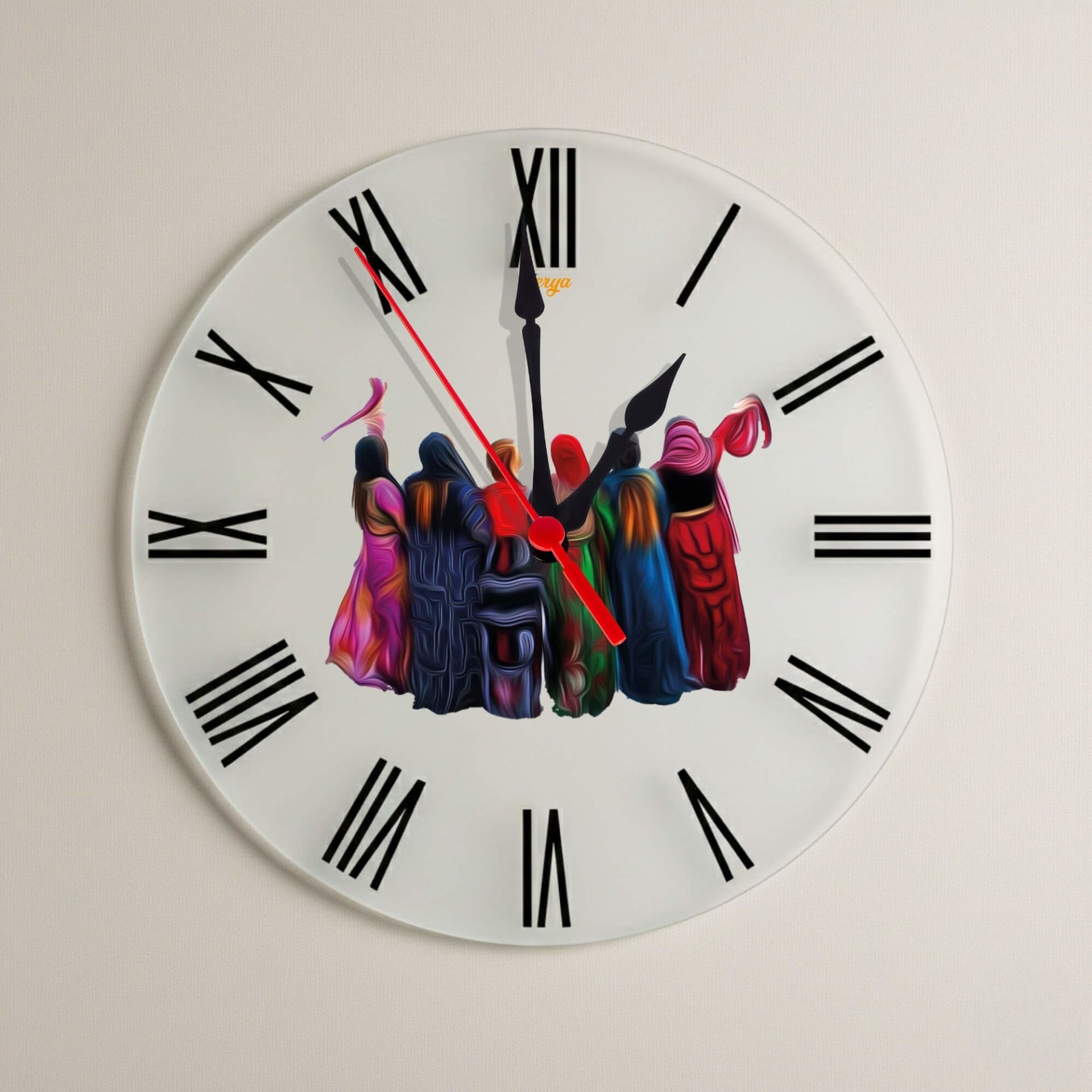 Halay Çeken Kürt Kadınları Tasarımlı Roma Rakamlı Duvar Saati