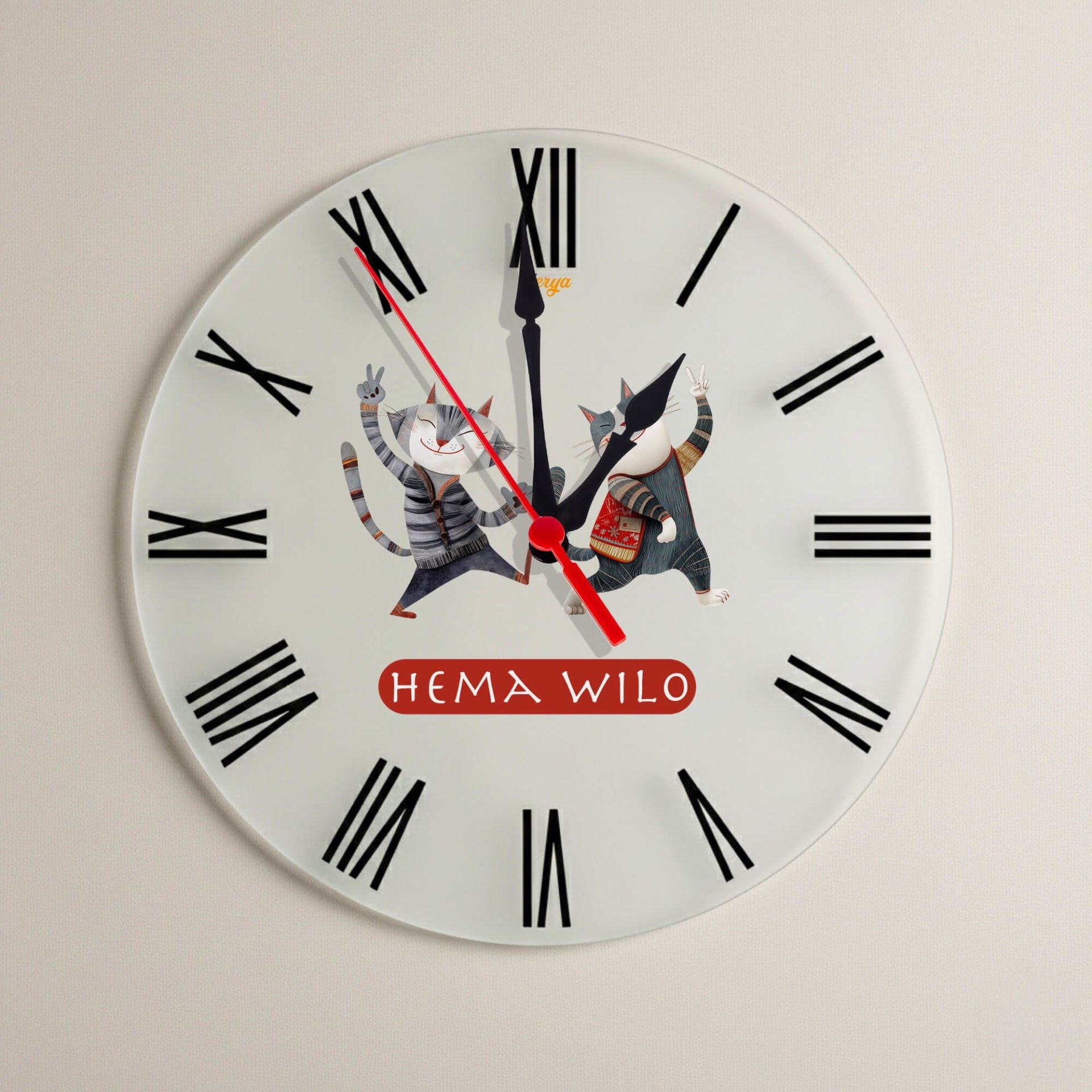 Kürtçe Hema Wilo Yazılı Roma Rakamlı Duvar Saati