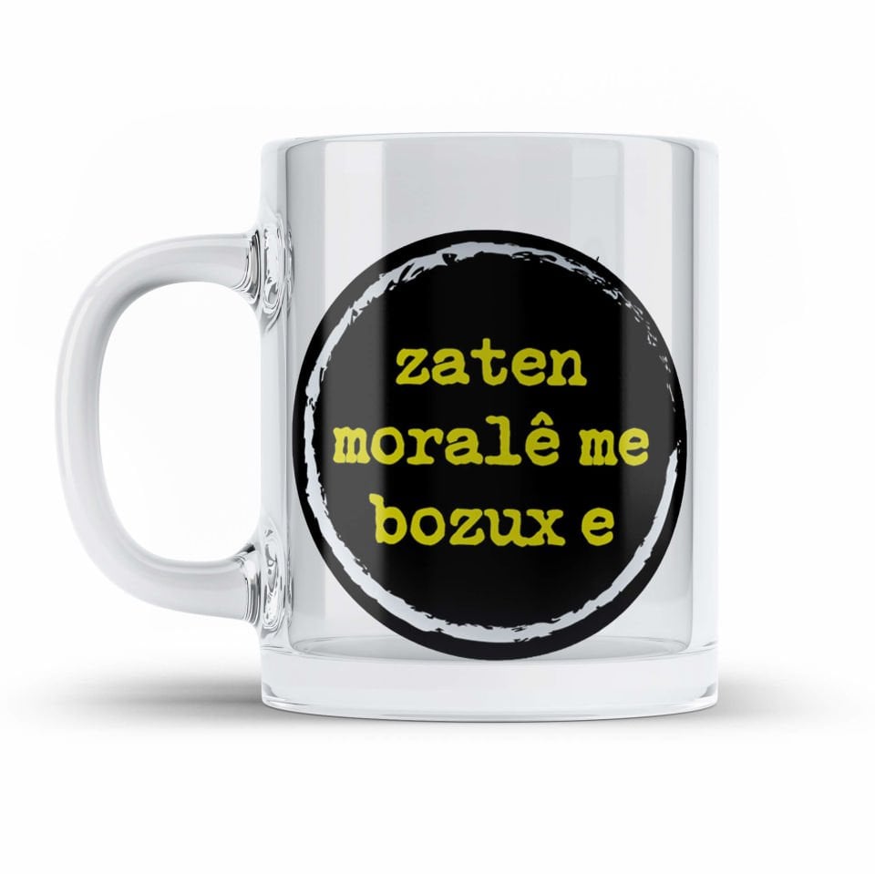Zaten Moralê me Bozux e Temalı şeffaf Camlı Kupa Bardak - Zaten Moralê me Bozux e Bardağı