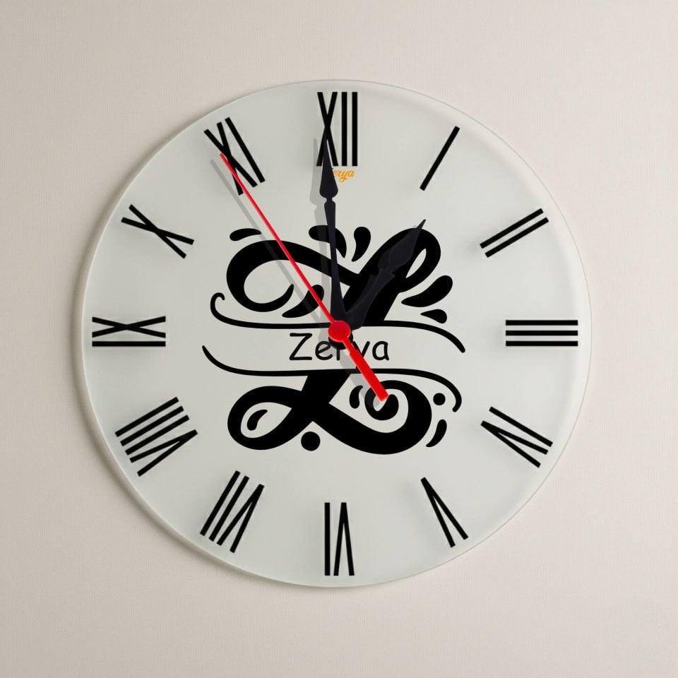 İsme Özel Harf Tasarımlı İsme Özel Roma Rakamlı Duvar Saati
