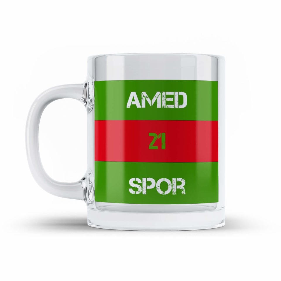 Amedspor 21 Tasarımlı Şeffaf Camlı Kupa Bardak - Amed Spor Cam Bardağı