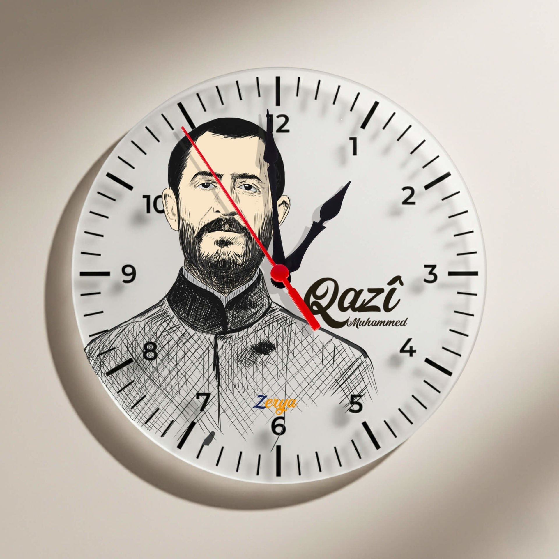 Qazi Muhammed Tasarımlı Beyaz Renk Duvar Saati