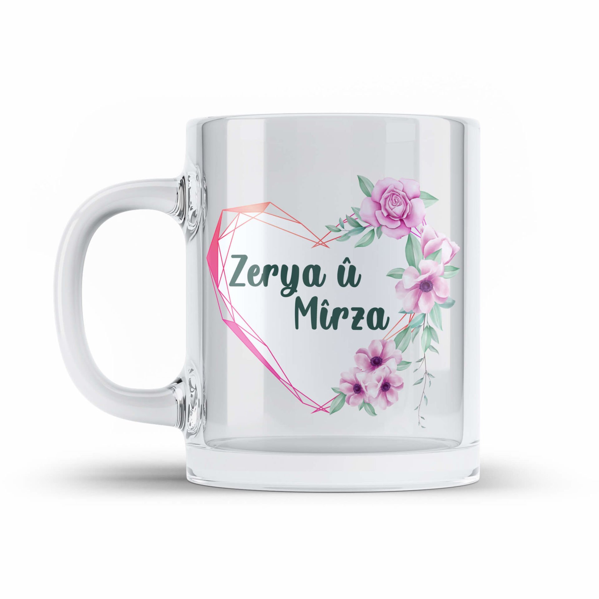 İsme Sevgililere Özel Şeffaf Camlı Kupa Bardak - Sevgililere Özel Camlı Bardak 3