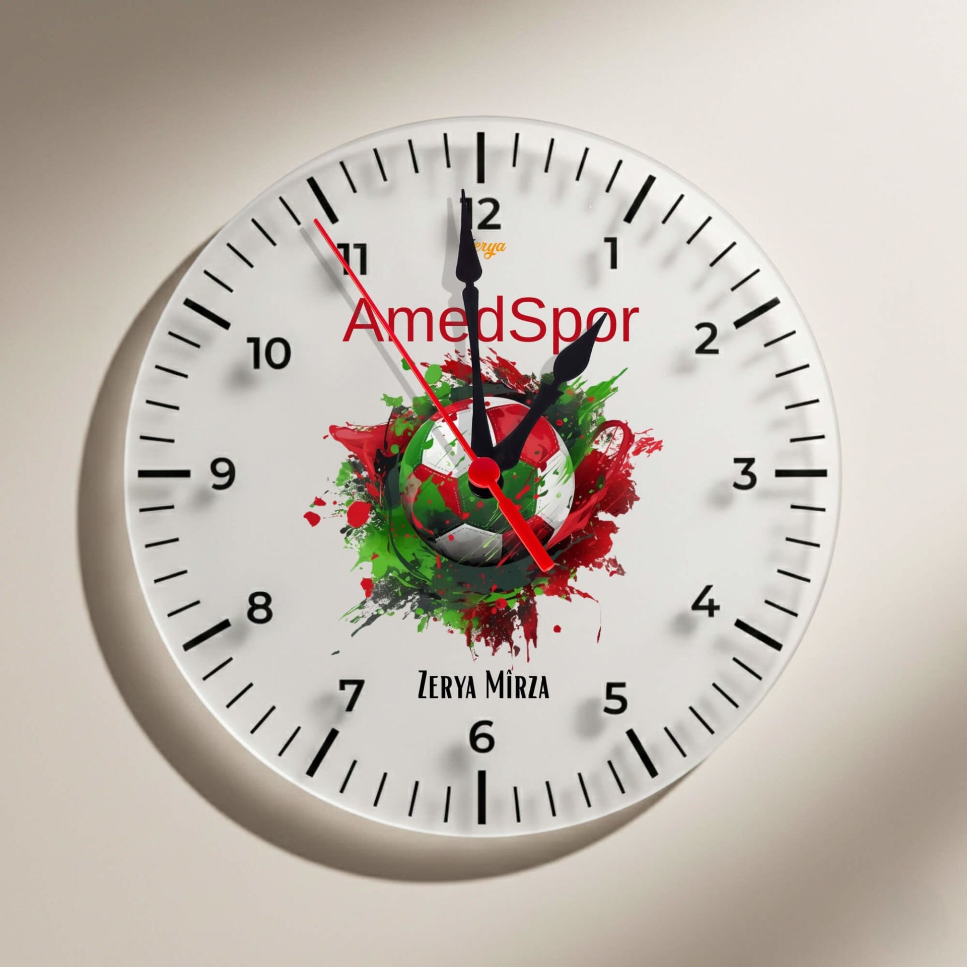 İsme Özel Amedspor Futbol Topu Temalı Duvar Saati - Amed Spor Saati