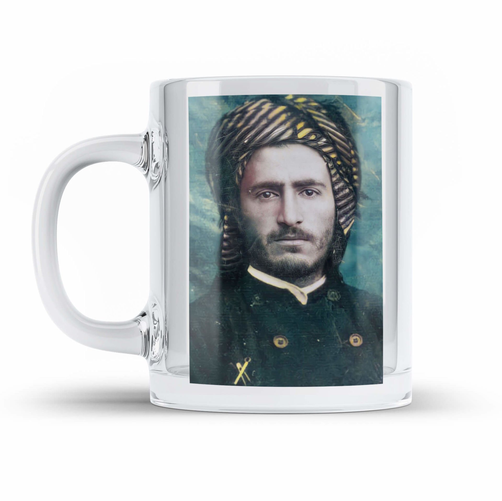 Qazi Muhammed Resimli şeffaf Camlı Kupa Bardak - Qazi Muhammed Cam Bardağı 2