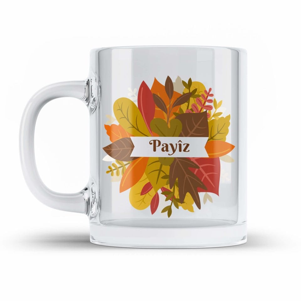 Payîz Şeffaf Camlı Kupa Bardak - Kürtçe Sonbahar Camlı Kupası