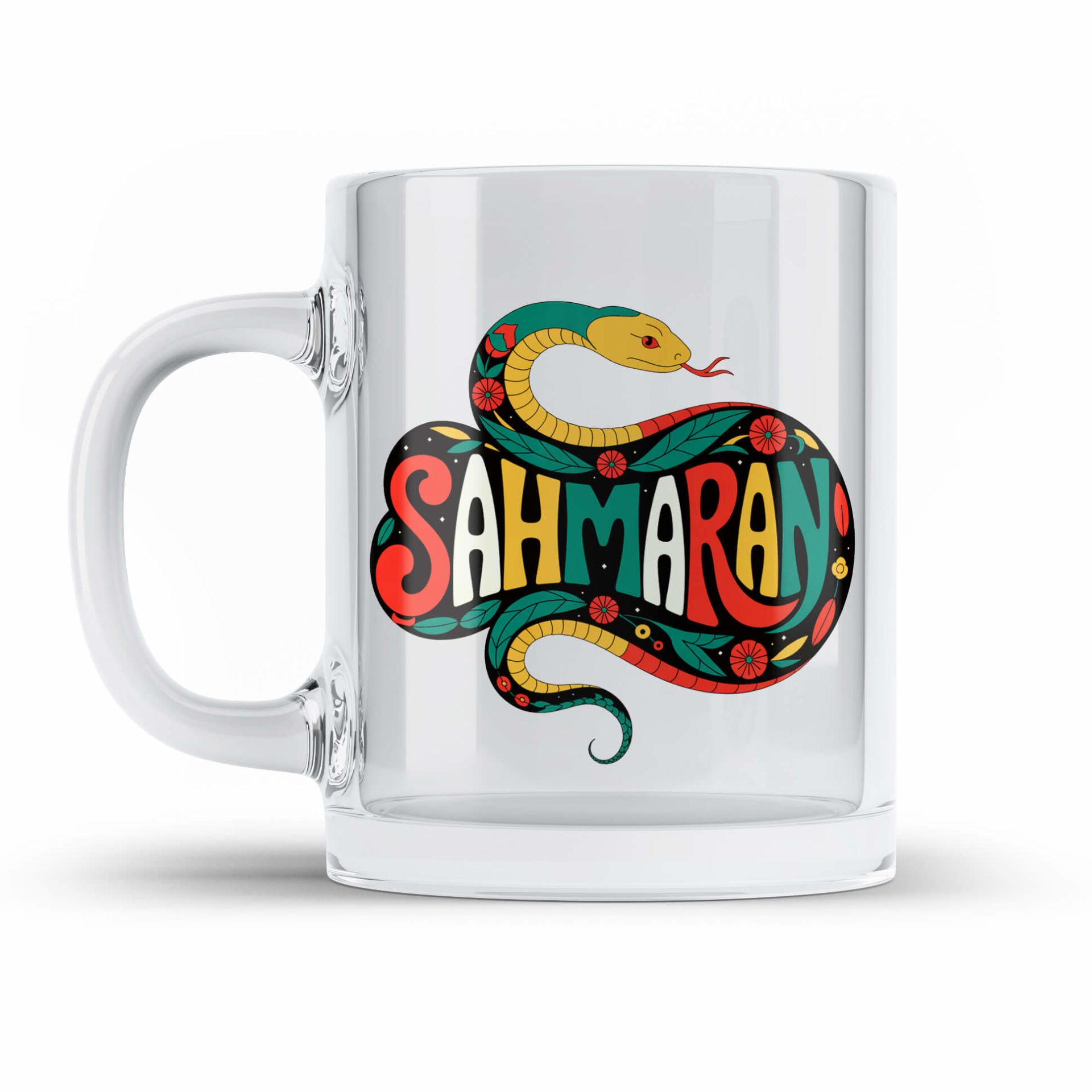 Şahmaran Tasarımlı Şeffaf Camlı Kupa Bardak - Şahmeran Camlı Kupası