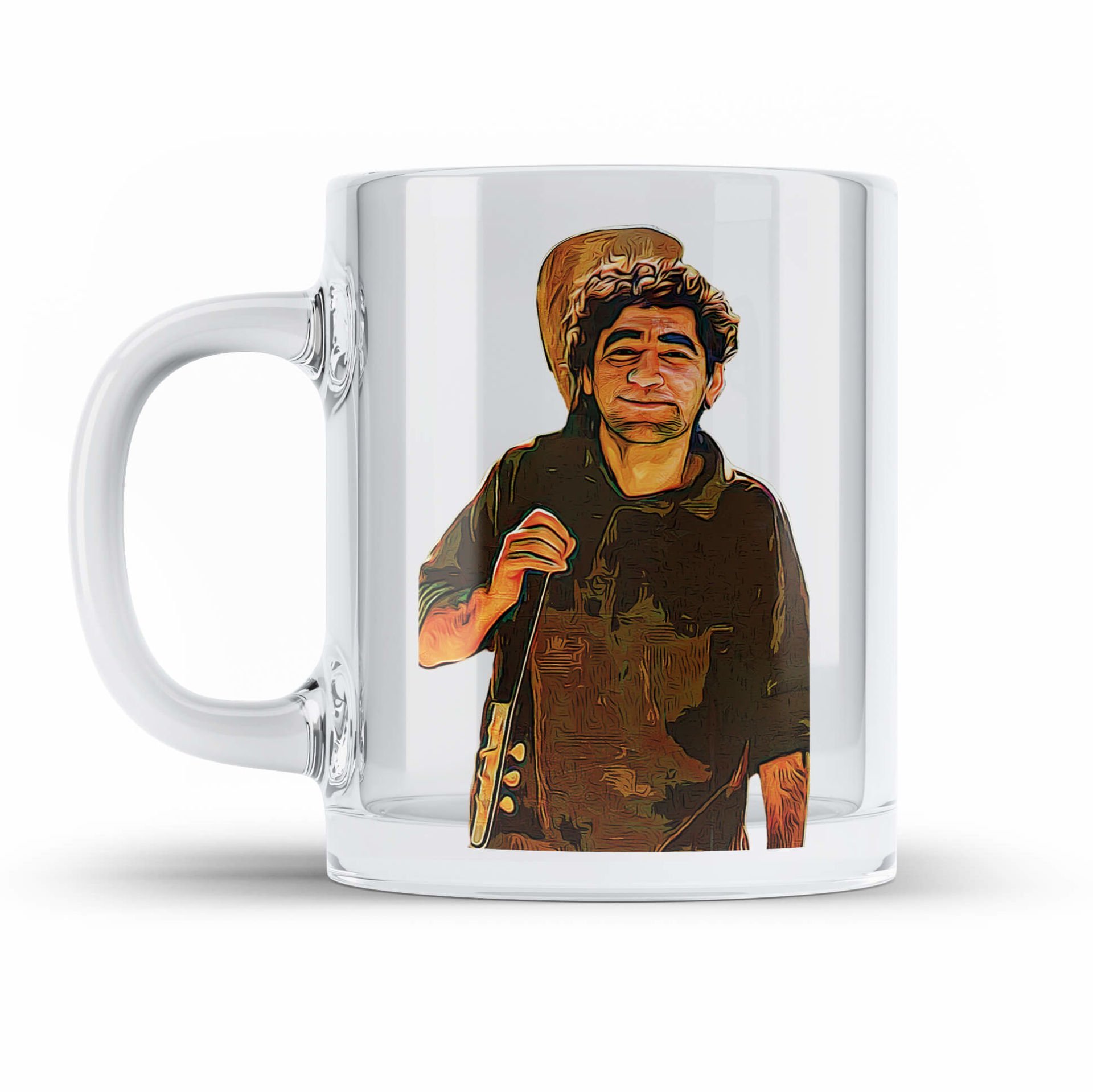 Ciwan Haco Resimli Şeffaf Camlı Kupa Bardak - Ciwan Haco Camlı Kupası