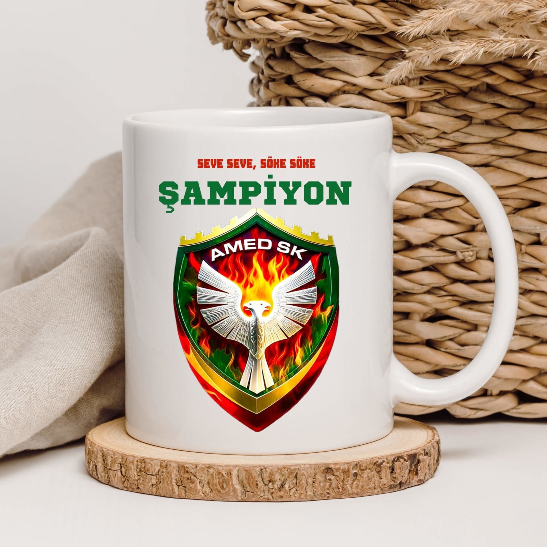 Seve Seve Söke Söke Şampiyon Amedspor Klasik Beyaz Kupa Bardak - Amed Spor Sampiyonluk Kupası