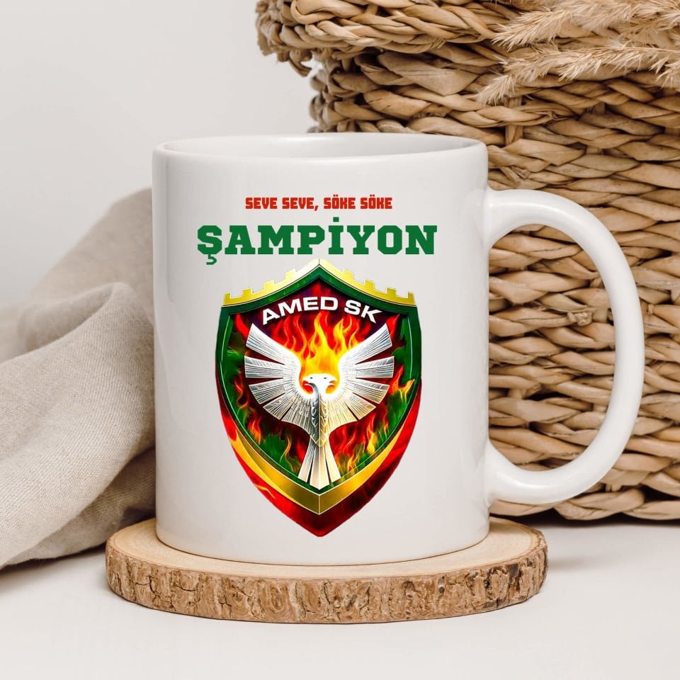 Seve Seve Söke Söke Şampiyon Amedspor Klasik Beyaz Kupa Bardak - Amed Spor Sampiyonluk Kupası