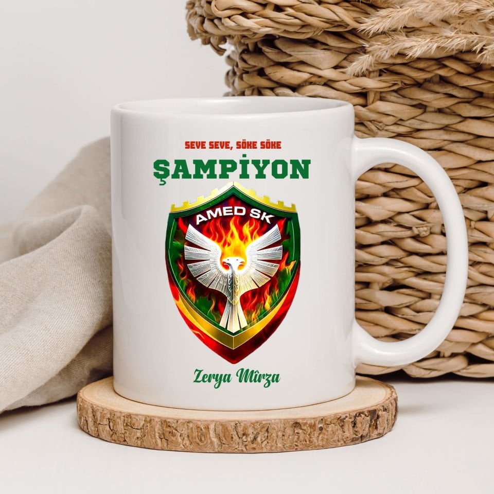 İsme Özel Seve Seve Söke Söke Şampiyon Amedspor Klasik Beyaz Kupa Bardak - Amed Spor Sampiyonluk Kupası