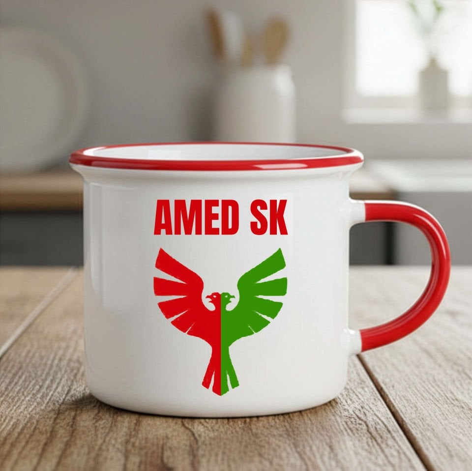 Amedspor Temalı Enamel Kupa Bardak - Amed Spor Enamel Kırmızı Kupası