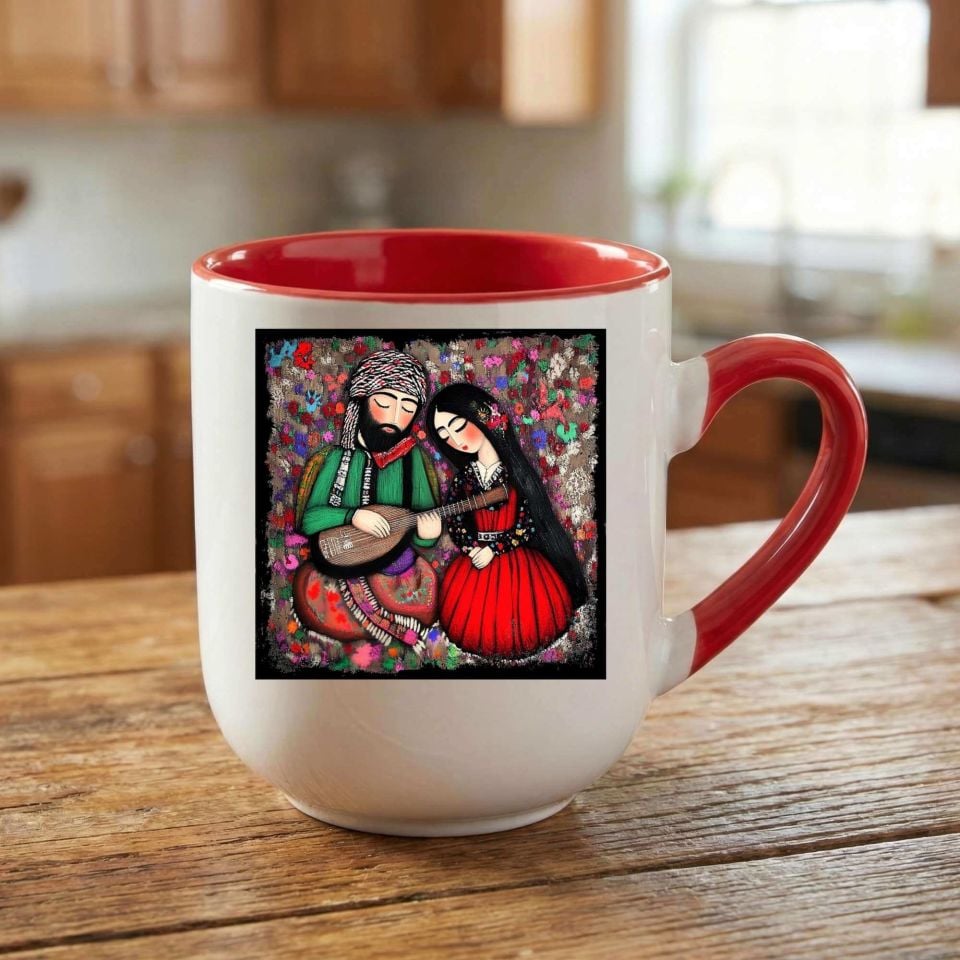 Mem û Zin Tasarımlı Elite Oval Kırmızı Kupa Bardağı