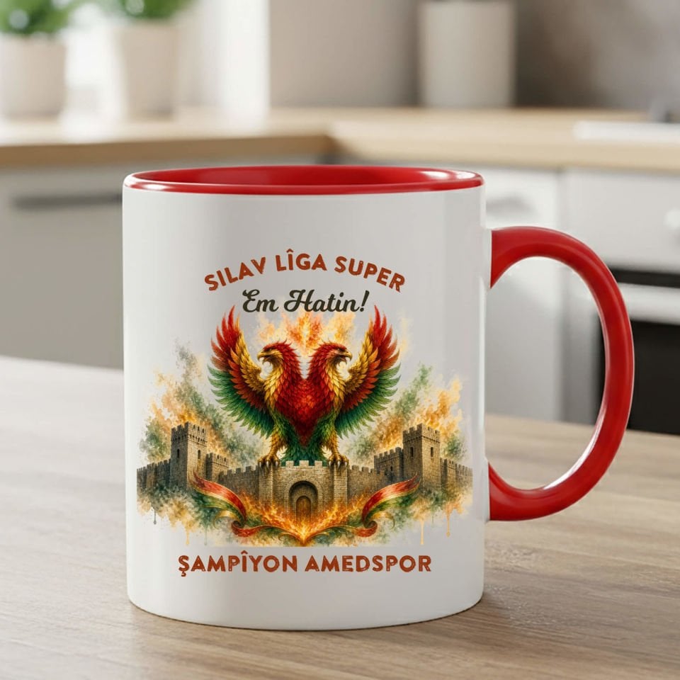 Silav Lîga Super - Em Hatin Şampiyon Amedspor Klasik Kırmızı Kupa Bardak