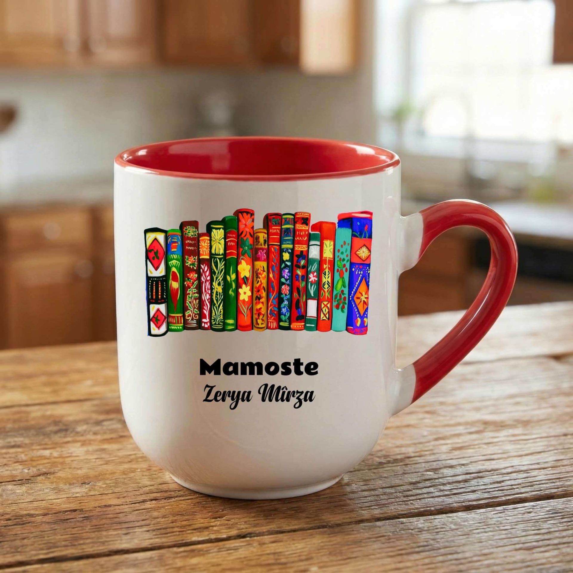 İsminize ve Öğretmenlere Özel Kürtçe Mamoste Yazılı Elite Oval Kırmızı Kupa Bardak