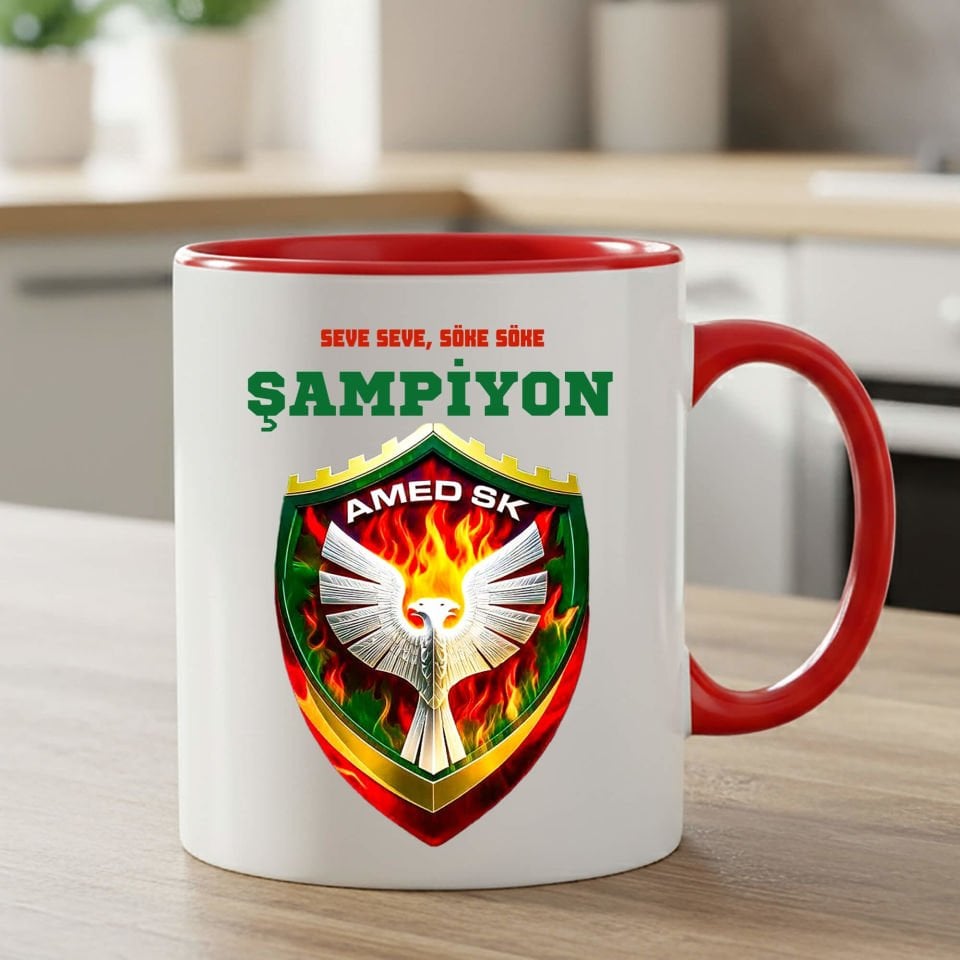 Seve Seve Söke Söke Şampiyon Amedspor Klasik Kırmızı Kupa Bardak
