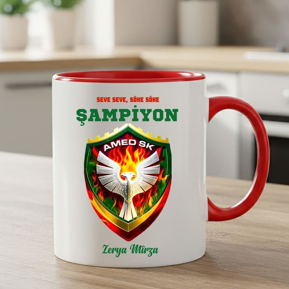 İsme Özel Seve Seve Söke Söke Şampiyon Amedspor Klasik Kırmızı Kupa Bardak