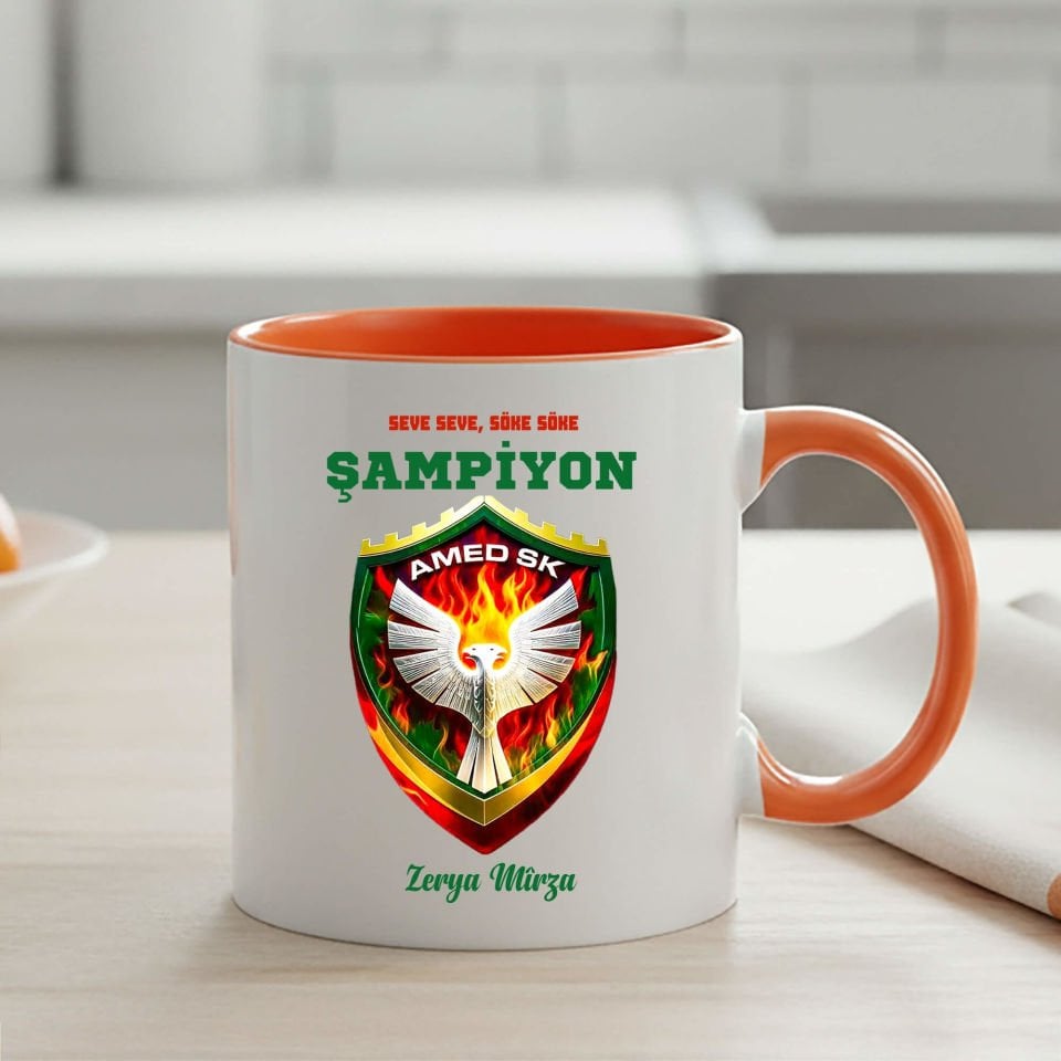 İsme Özel Seve Seve Söke Söke Şampiyon Amedspor Klasik Turuncu Kupa Bardak