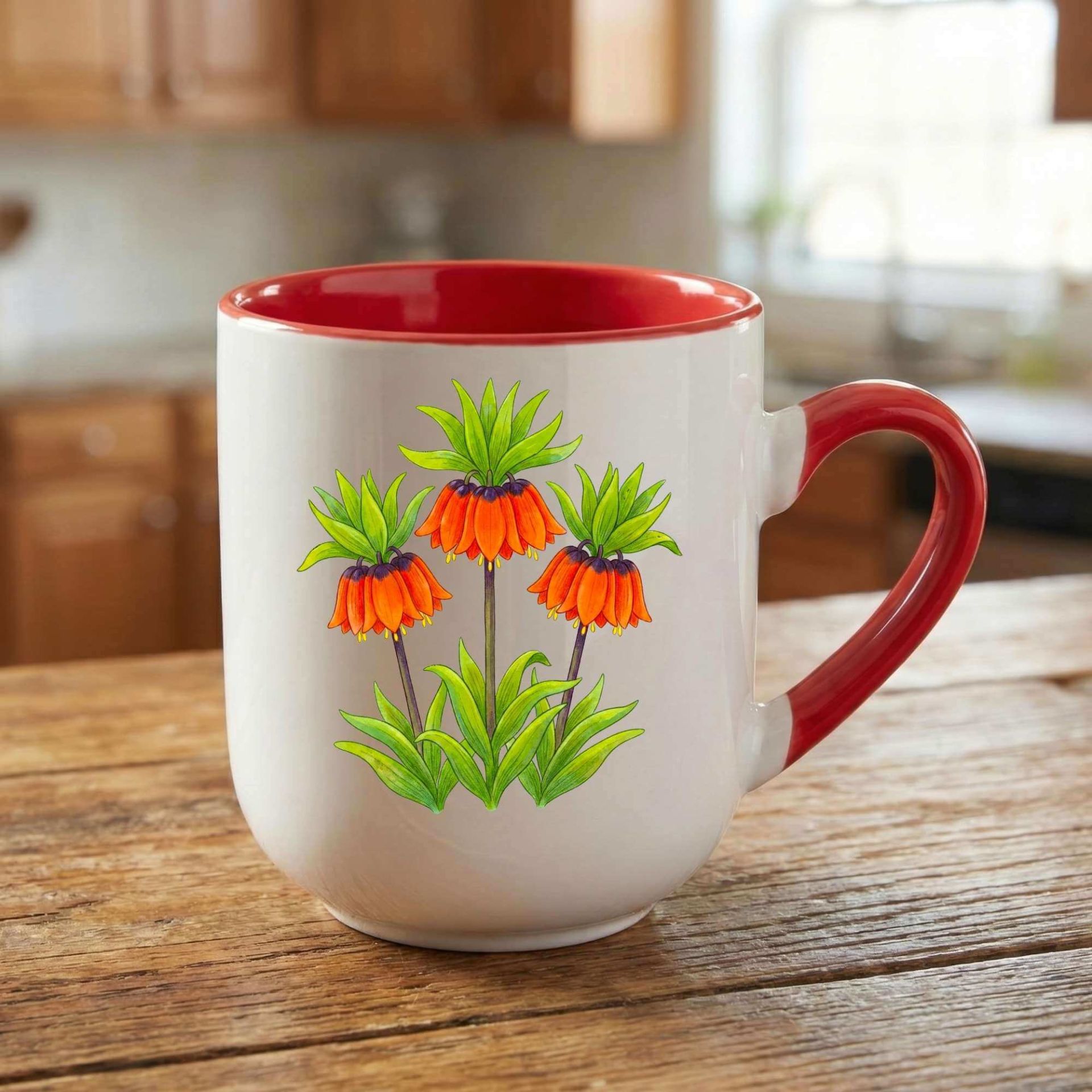 Ters Lale Guldewxîn Tasarımlı Elite Oval Kırmızı Kupa Bardak