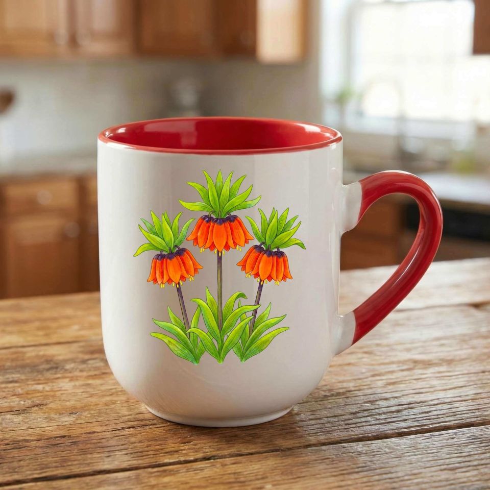 Ters Lale Guldewxîn Tasarımlı Elite Oval Kırmızı Kupa Bardak