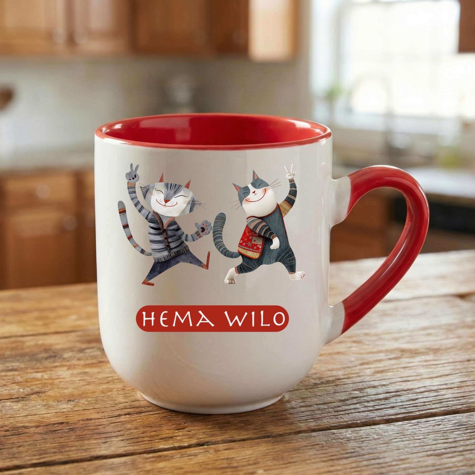 Kürtçe Hema Wilo Yazılı Elite Oval Kırmızı Kupa Bardak