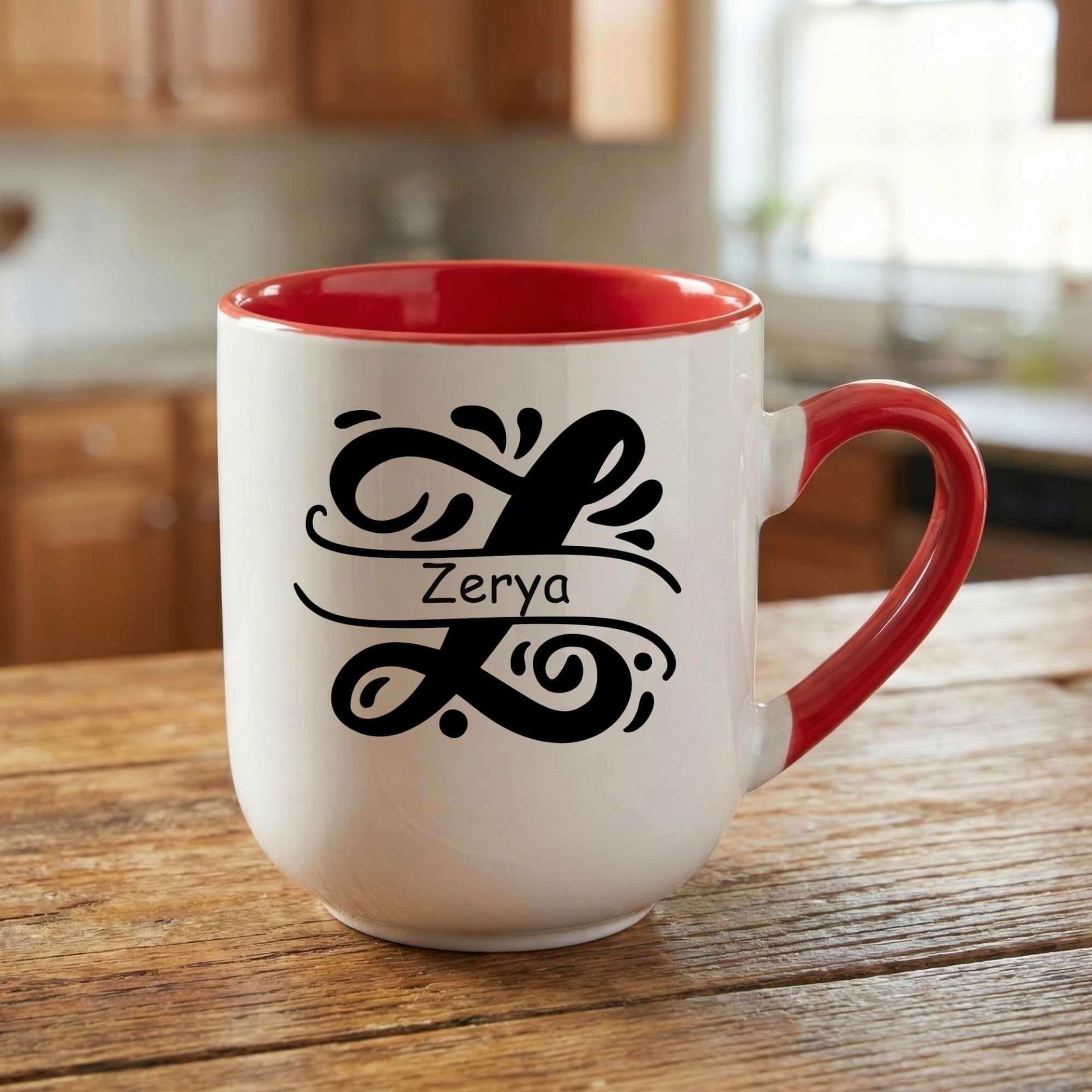 İsme Özel Harfli Elite Oval Kırmızı Kupa Bardak