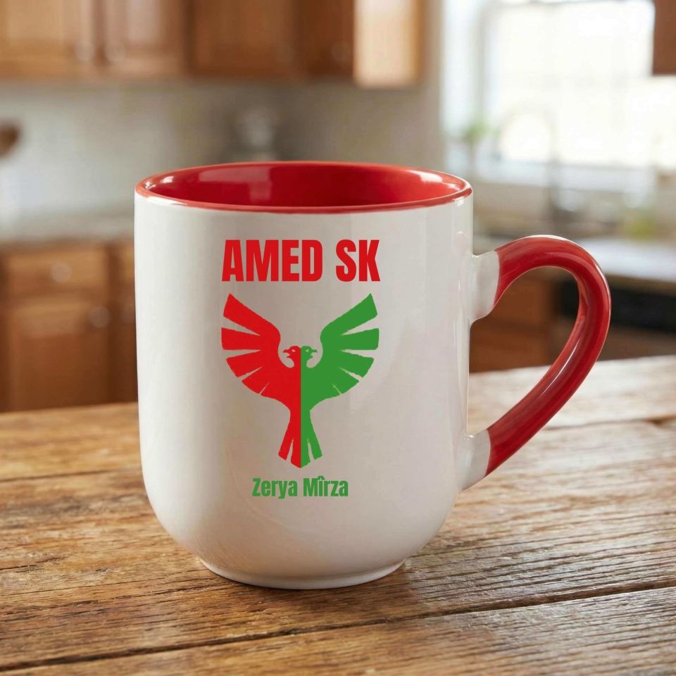 İsme Özel Amedspor SK Tasarımlı Elite Oval Kırmızı Kupa Bardak - Amed Spor SK Bardağı