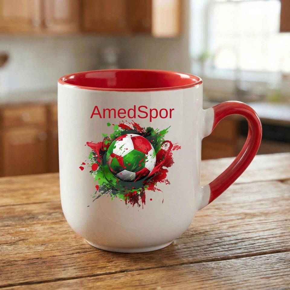 Amedspor Futbol Toplu Tasarımlı Elite Oval Kırmızı Kupa Bardak - Amed Spor Toplu Bardağı