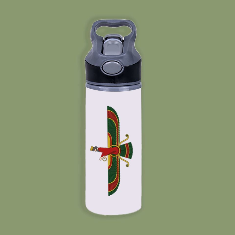 Ahura Mazda Illustrated Water Bottle with Straw - 650 mlt