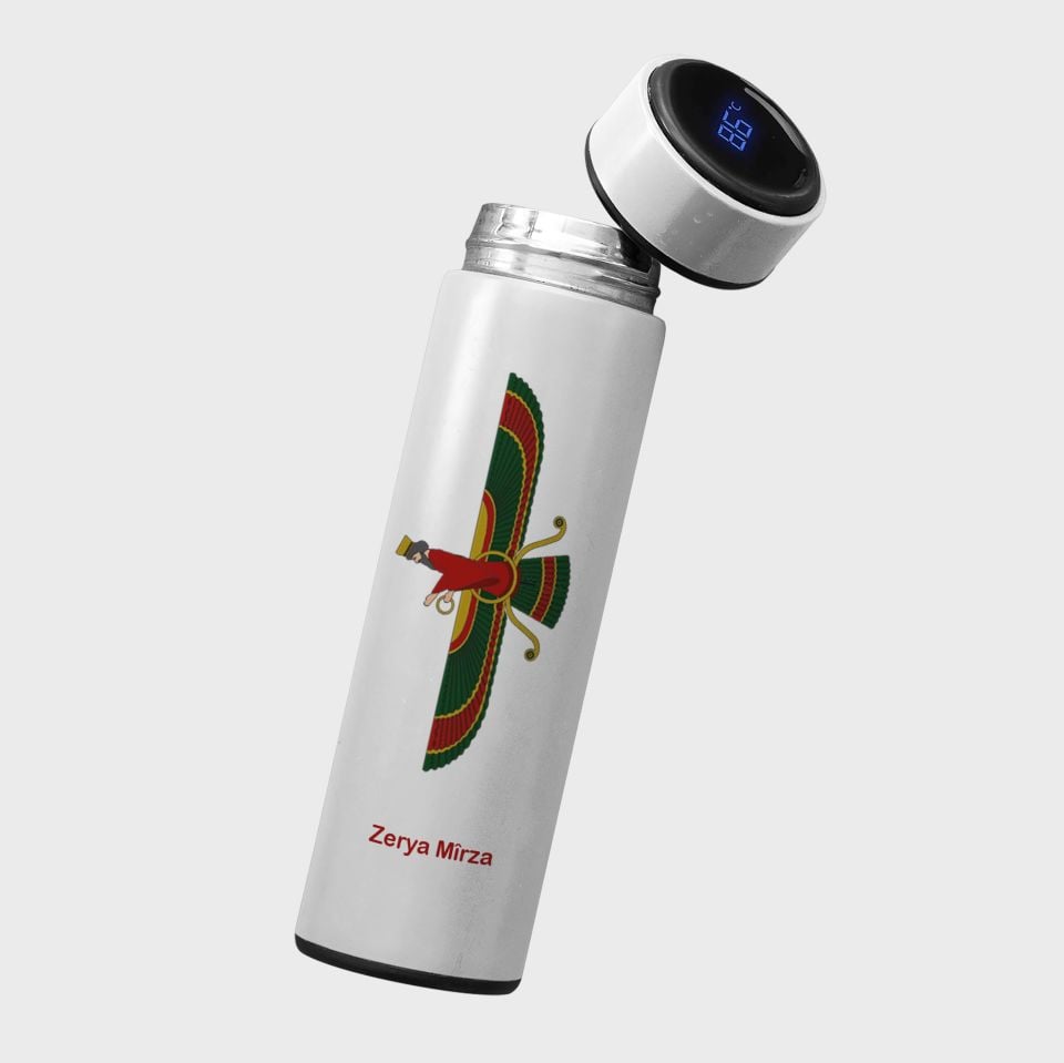 Custom Ahura Mazda Picture Digital Display Steel Thermos - 450 mlt