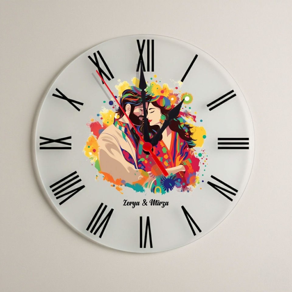 İsme Özel Mem û Zîn Tasarımlı Roma Rakamlı Duvar Saati